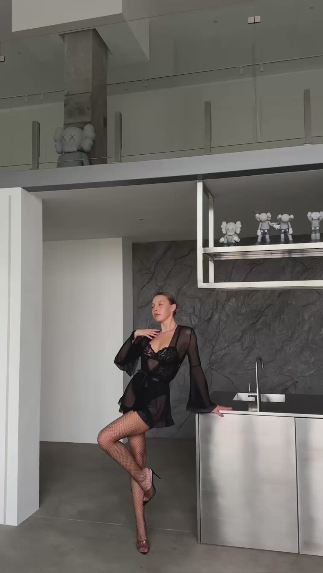 Tüllü Babydoll Seksi Siyah Takım